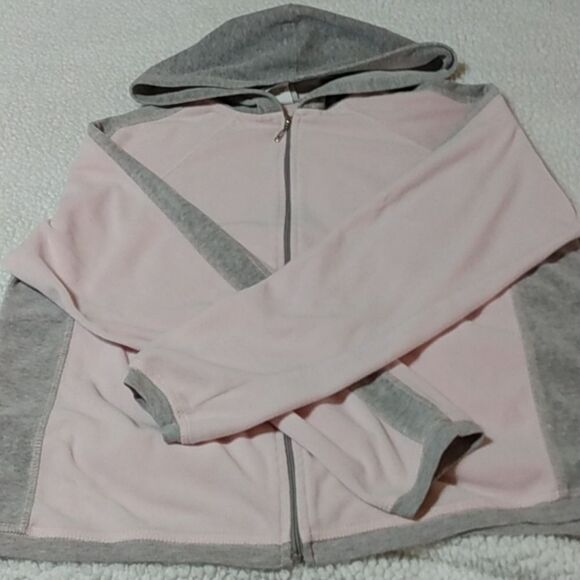 Hot Cotton By Marc-Ware Pink and Gray Fleece Jacket W/ Hood - Picture 14 of 15